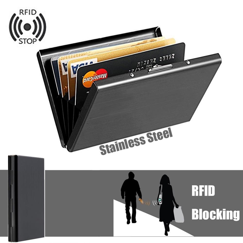 Карманный органайзер из нержавеющей стали с RFID блокировкой от считывания для кредитных карт