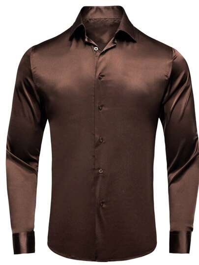 Men Solid Button Up Shirt