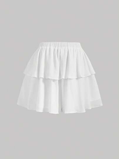 SHEIN MOD Юбка-шорты с эластичной талией двухслойный