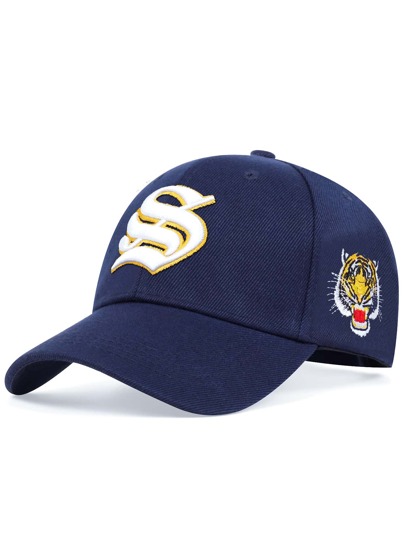 Men Tiger & Letter Embroidered Baseball Cap