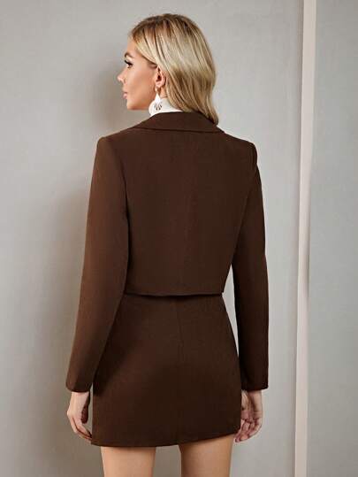 SHEIN BIZwear Юбка & пиджак однотонный на пуговицах