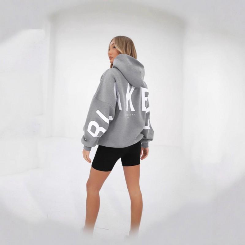 Унисекс Оверсайз Худи с Опущенными Плечами Streetwear Свободный Крой Смесь Хлопка С Длинным Рукавом Пуловер С 3D Принтом