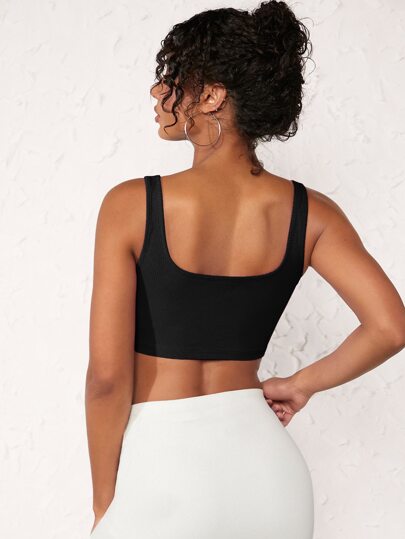 SHEIN BASICS Кроп майка однотонный