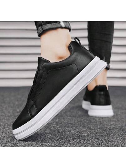 Men's Autumn Thick-soled Korean-style Casual Slip-on Shoes, Black