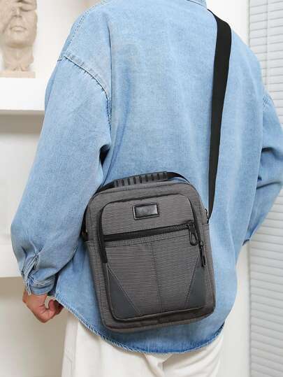 Mini Men Letter Patch Decor Square Bag