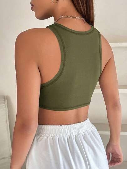 SHEIN PETITE Майка с текстовым принтом с асимметричным подолом