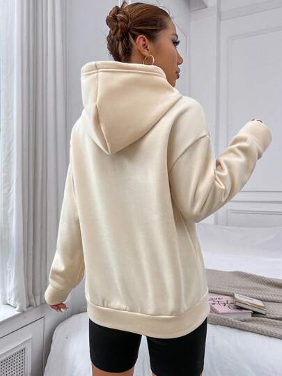 SHEIN EZwear Худи с принтом пальмы и буквы термальный со спущенным плечом