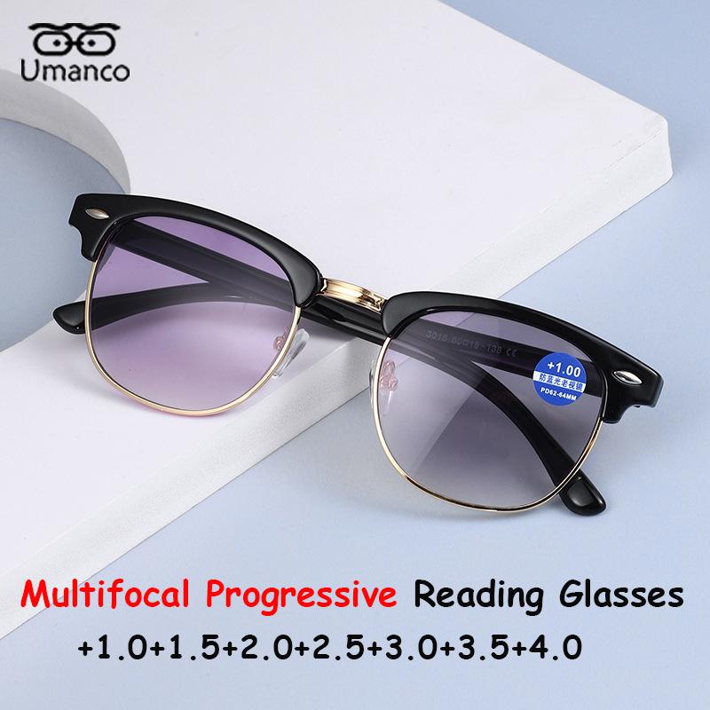 Интеллектуальные мультифокальные прогрессивные законченные очки для чтения для мужчин и женщин, квадратные, с антисиним светом, очки для дальнозоркости, очки для пресбиопии