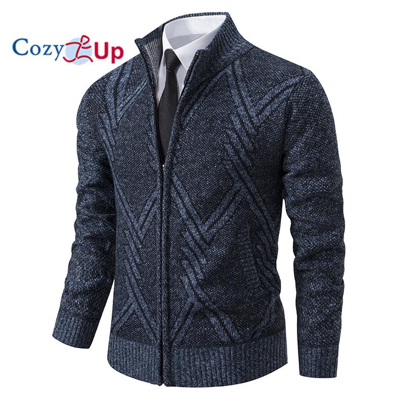 Cozy up мужской маленький воротник-стойка плюс бархатный утолщенный трикотажный кардиган свитер куртка