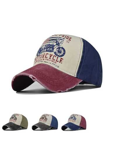 Fashion Motorcycle Graffiti Washed Baseball Cap Men Print Adjustable Snapback Caps Summer Hip Hop Sun Dad Hat