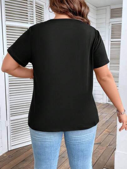 SHEIN Unity размера плюс Футболка из жемчугов с разрезом