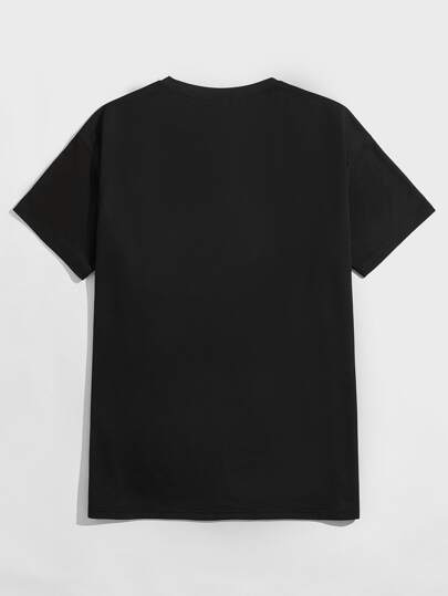 Extended Sizes для мужчины Футболка с текстовым и мультипликационным принтом