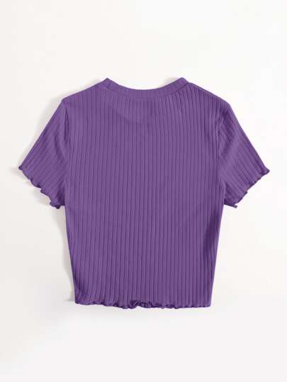 SHEIN Guarnição de Alface Malhado Simples ocasional Camiseta