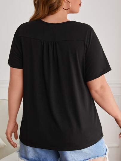 SHEIN VCAY размера плюс Футболка с гипюровой кружевной отделкой
