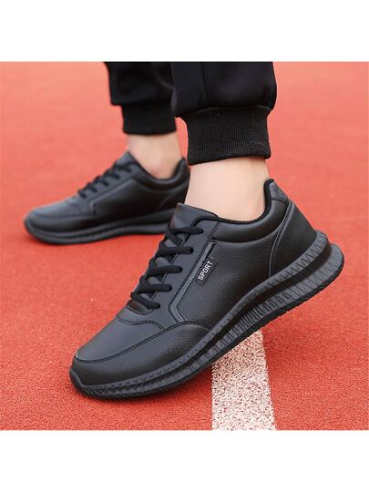 Men's Sports Running Shoes Pu Leather Waterproof Low Top Large Size Sneakers For Lightweight Outdoors