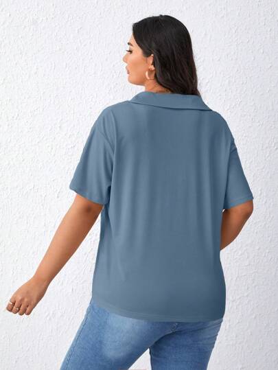 SHEIN Essnce размера плюс Футболка вязаный в рубчик