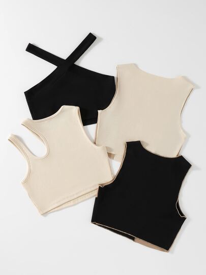3 piezas tejido de canalé con puntada Top tank & 1 pieza Top halter
