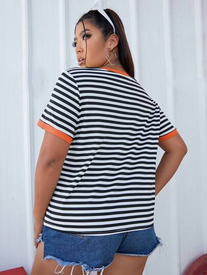 SHEIN Unity размера плюс Футболка в полоску