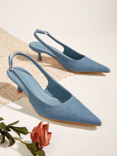 Women Minimalist Point Toe Slingback Pumps