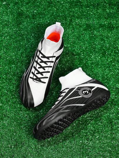 Sporty Soccer Shoes For Men, Colorblock Lace-up Front Sneakers