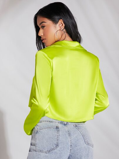SHEIN BAE Блуза на пуговицах короткий из атласа