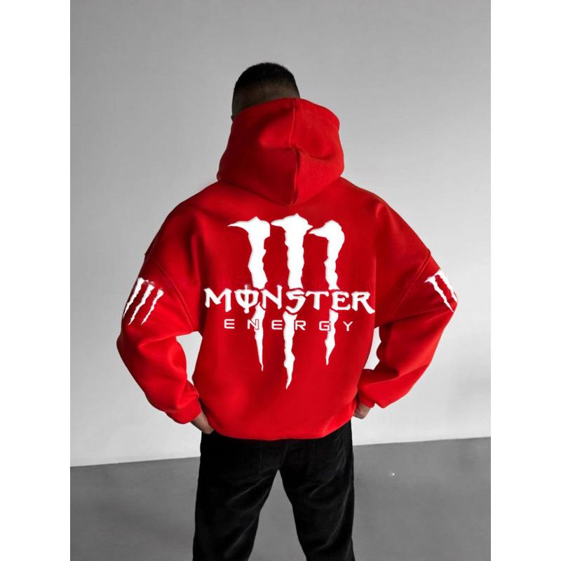 Мужская худи в стиле стритвир хип-хоп Y2K с принтом Monster Energy, модный свободный топ с капюшоном для взрослых, подходит для повседневной носки и занятий спортом.