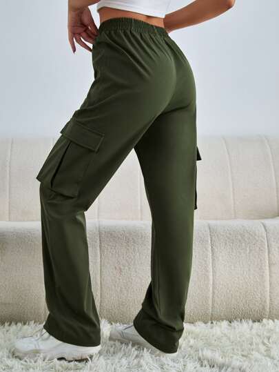 Pantalones cargo unicolor