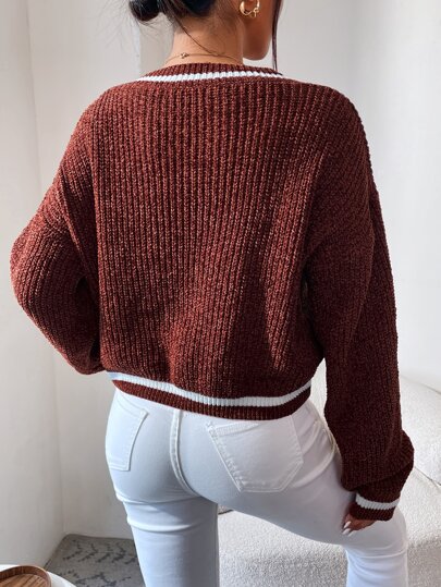 SHEIN Свитер-крикет со спущенным плечом