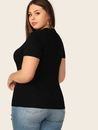 SHEIN Обегающий Топ С Оригинальной Сетчатой Вставкой Размер Плюс