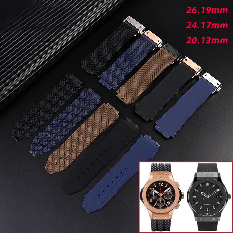 26x19мм 24x17мм 20x13мм Силиконовый ремешок для часов Hublot Classic Fusion Big Bang Ремешок для часов Резиновый Синий коричневый Мужской Женский Браслет