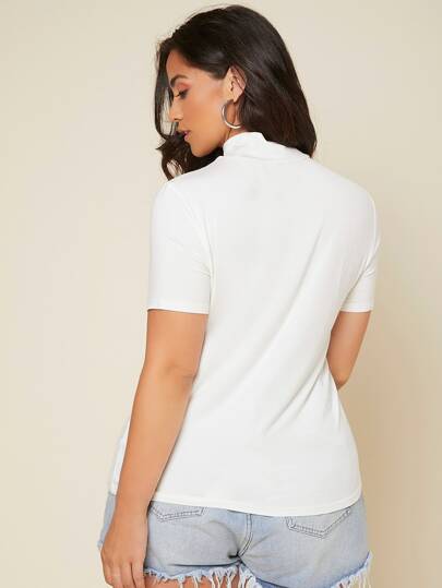 SHEIN BASICS размера плюс Футболка с высоким воротником