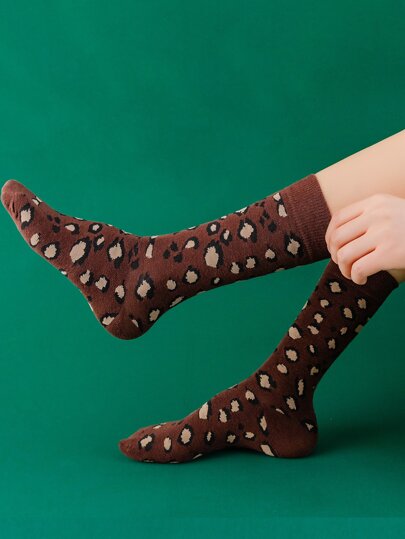 Leopard Pattern Crew Socks