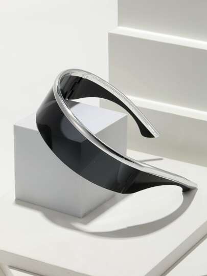 Men Two Tone Wrap Around Fashion Glasses