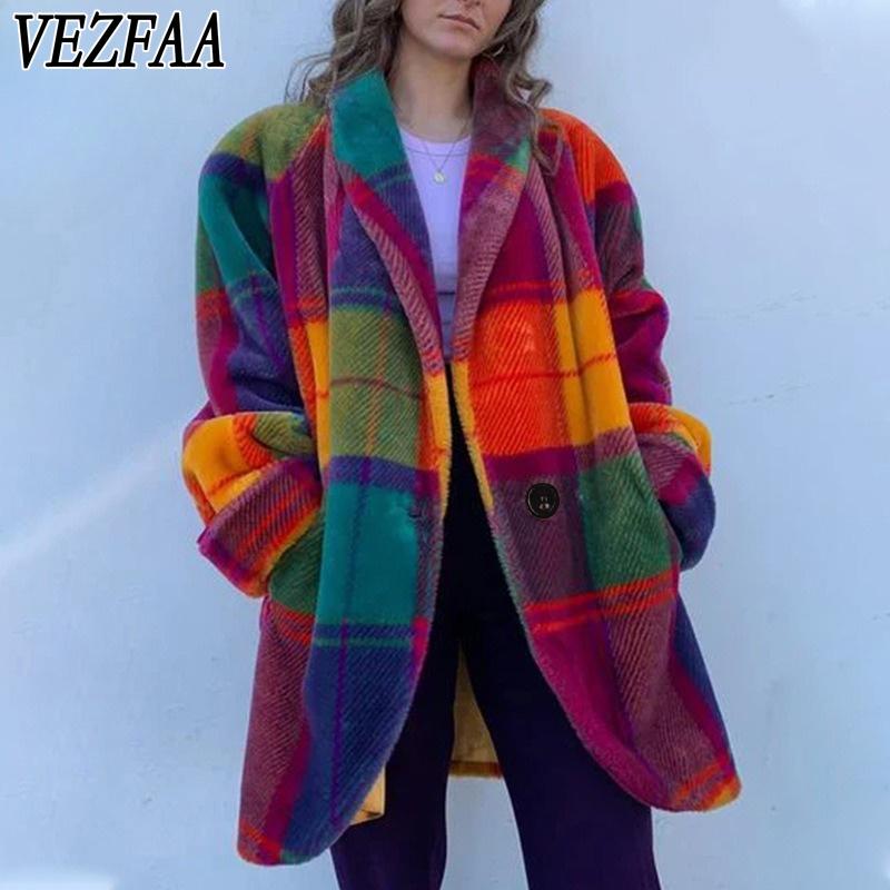 Женская Модная Повседневная Куртка/Пальто с Принтом Color Block, Осень-Зима, Длинный Рукав, Воротник-Поло, Плюс Толстый Велюр