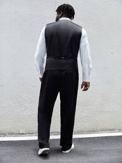 Extended Sizes для мужчины Жилет двубортный без рубашки