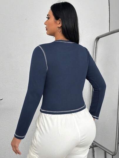 SHEIN EZwear размера плюс Футболка с текстовым принтом со строчкой