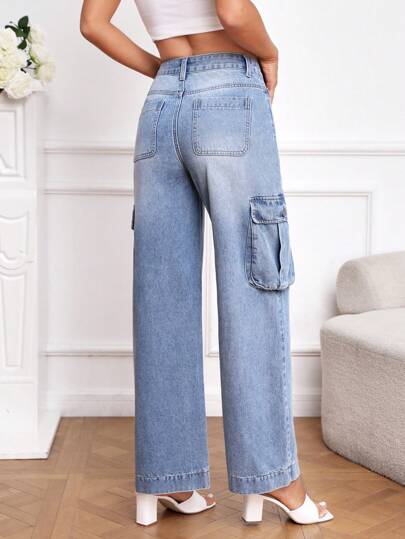 SHEIN Privé Джинсы-карго с карманом