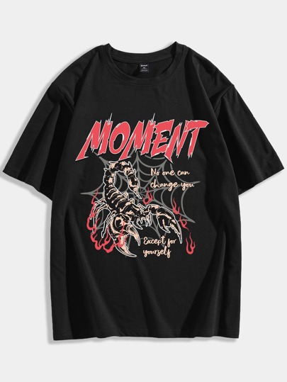 ROMWE Guys Letter Scorpion Graphic Tee
