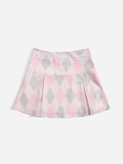 Falda con estampado de rombo con lazo