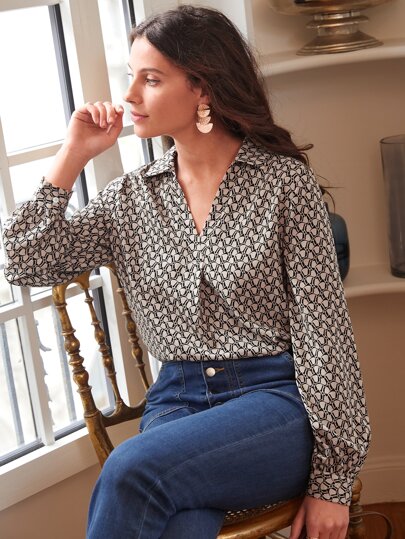 SHEIN Frenchy Блуза с принтом со складкой