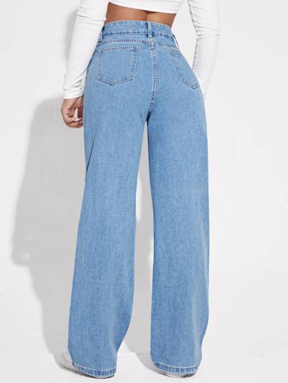 Botão Bolso Rasgado Zíper Simples Jeans