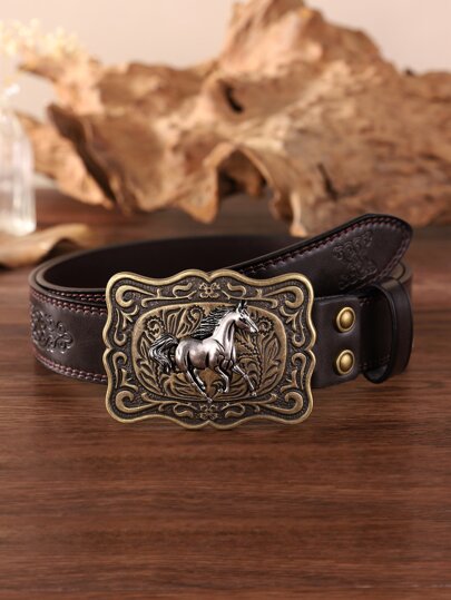 Men Horse Decor Belt