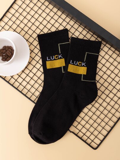 Letter Graphic Crew Socks