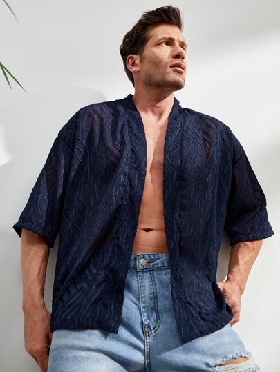 SHEIN Men Drop Shoulder Open Front Kimono