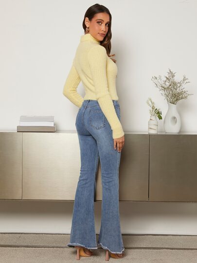 SHEIN Свитер с высоким воротником плюшевый вязаный