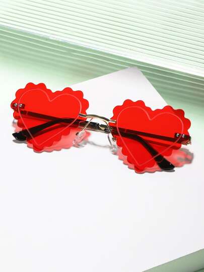 Heart Frame Rimless Fashion Glasses