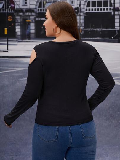 SHEIN размера плюс Футболка с открытыми плечами