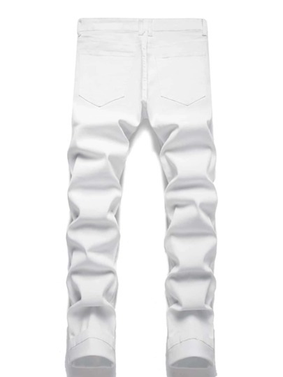 SHEIN для мужчины Зауженные джинсы с цветочной вышивкой рваный