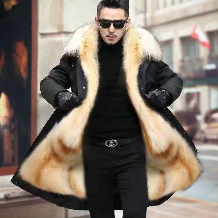 Мужская куртка Pike Suit средней длины, теплая кожаная куртка большого размера из искусственного меха