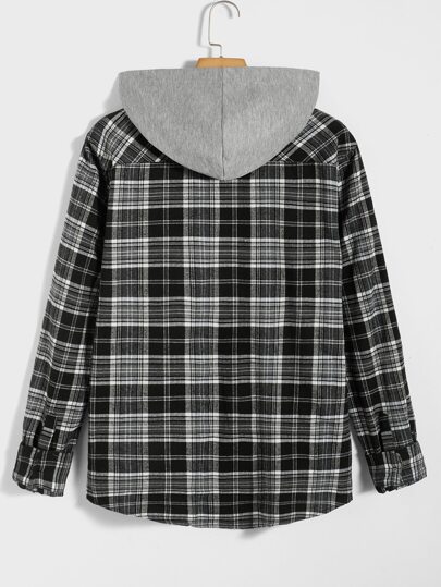 SHEIN для мужчины Пальто с капюшоном в клетку без футболки